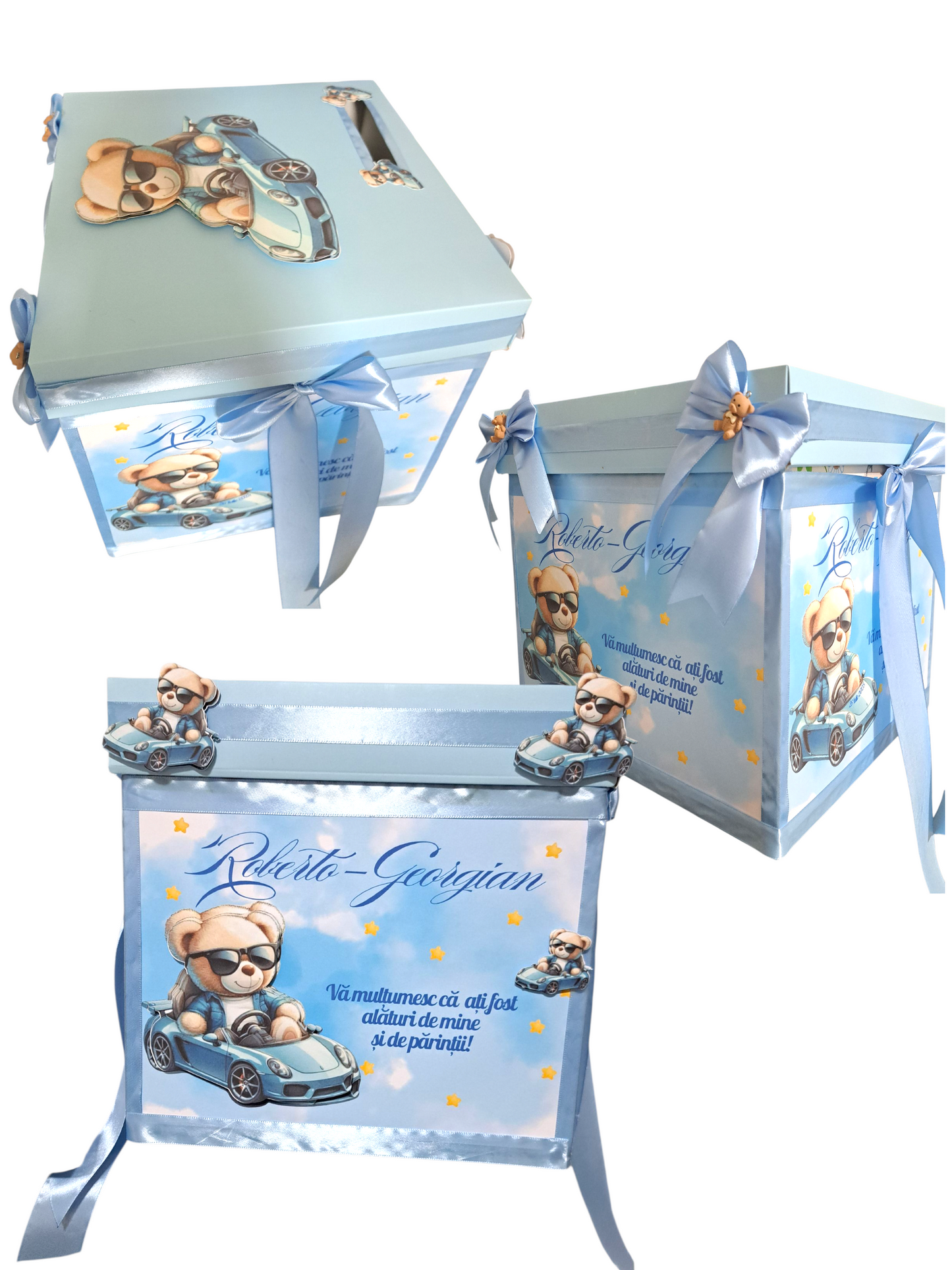 Casuta de dar botez ursulet cu masina