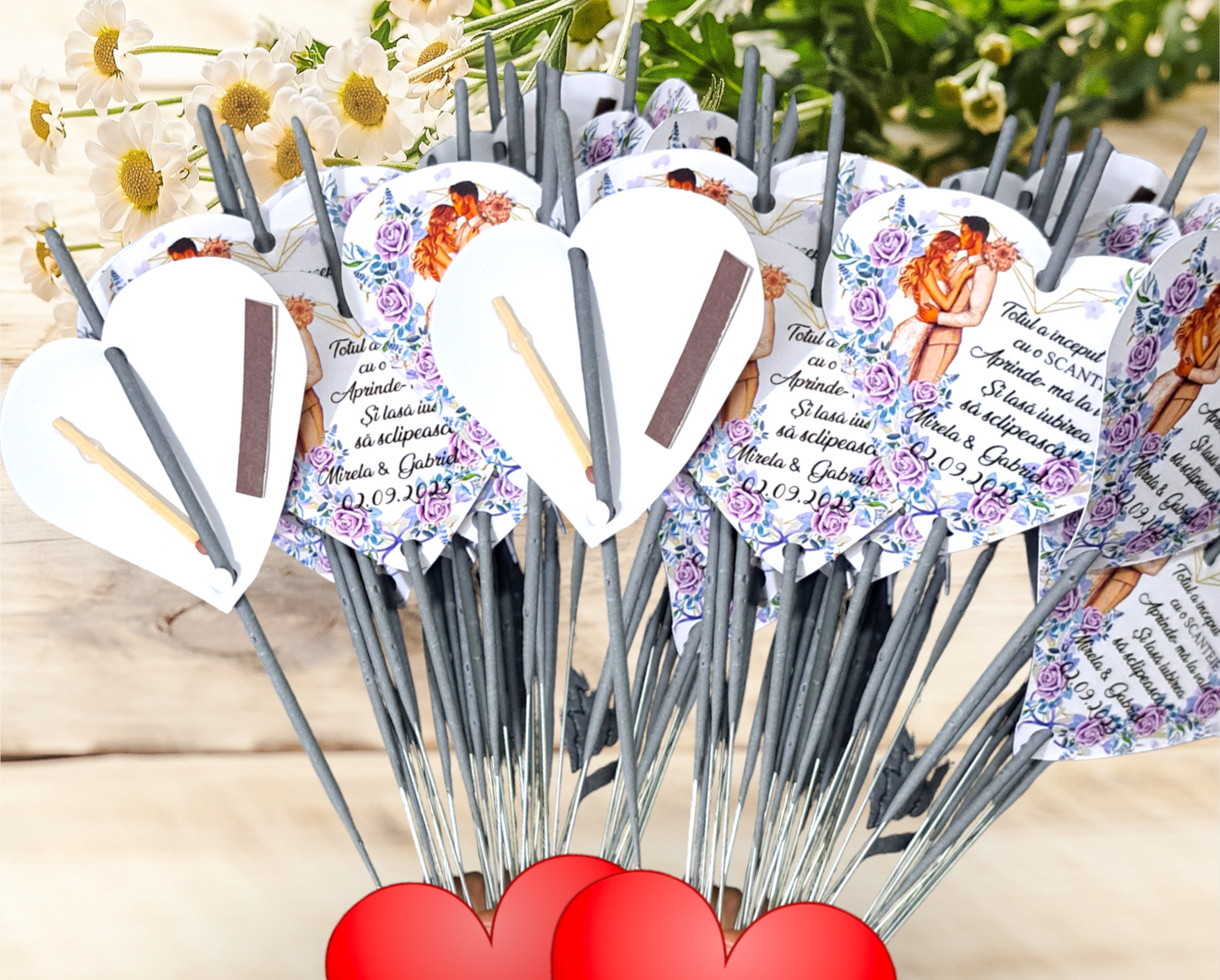 Marturie nunta sparklers cu scaparici si chibrit,