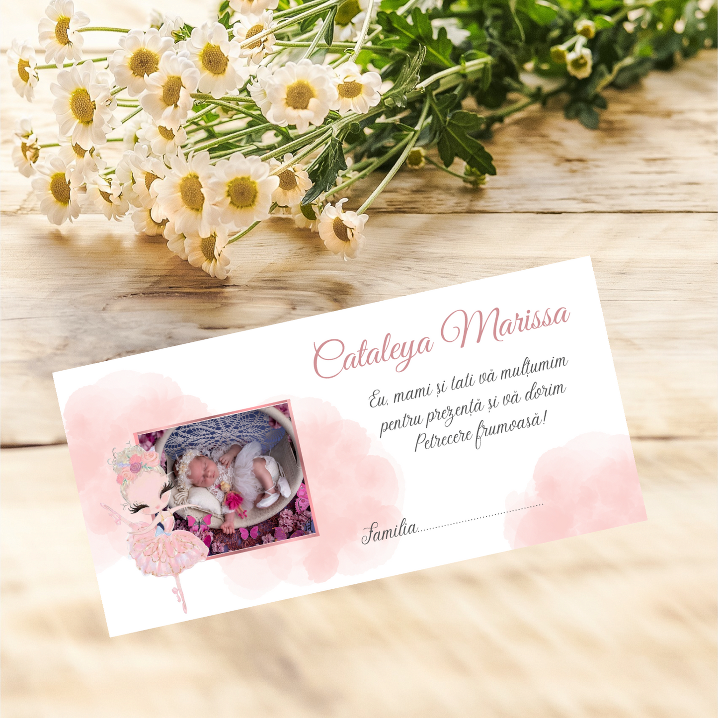 Plic de bani botez balerina personalizat cu poza cod 23