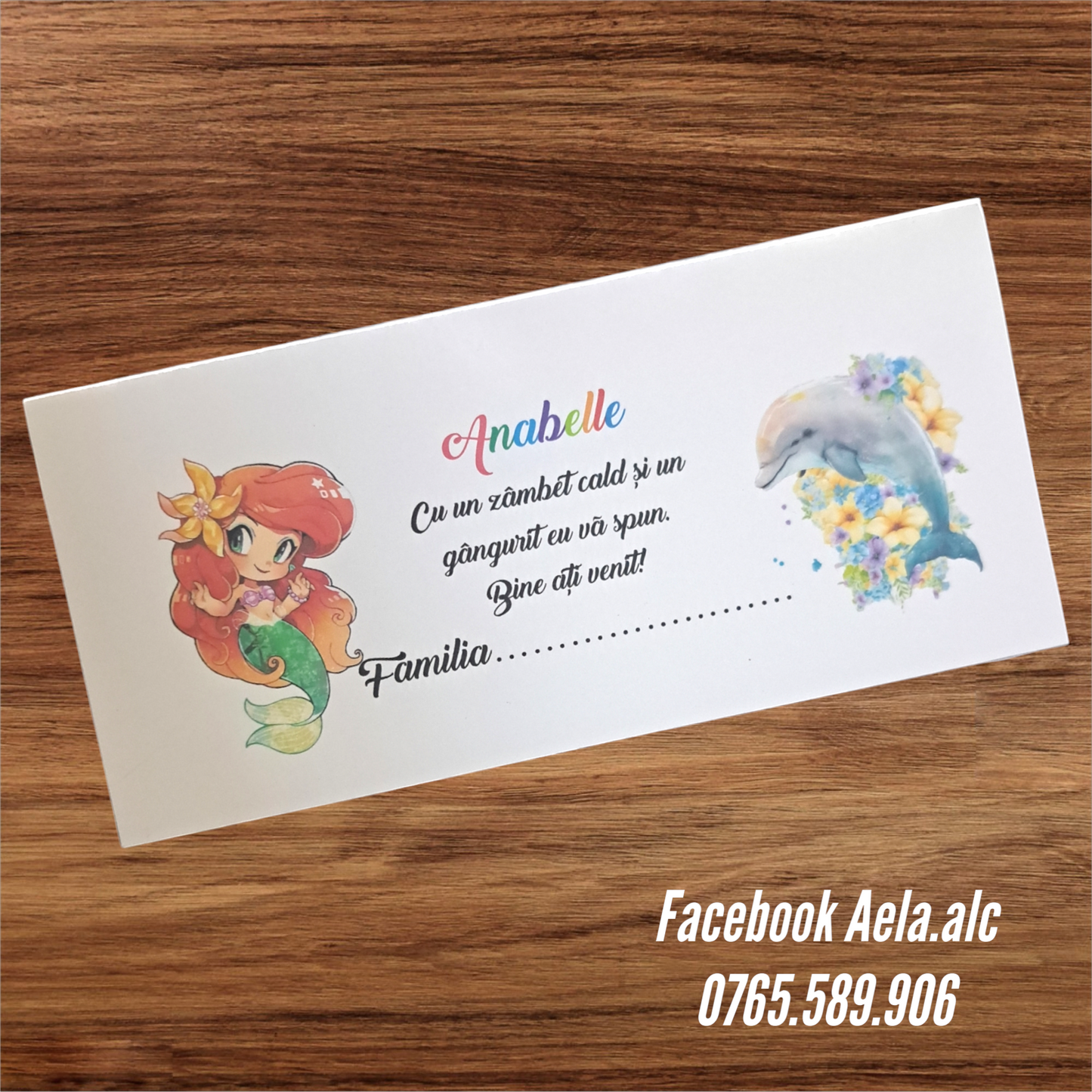 Plic de bani botez Sirena și delfin cod 79