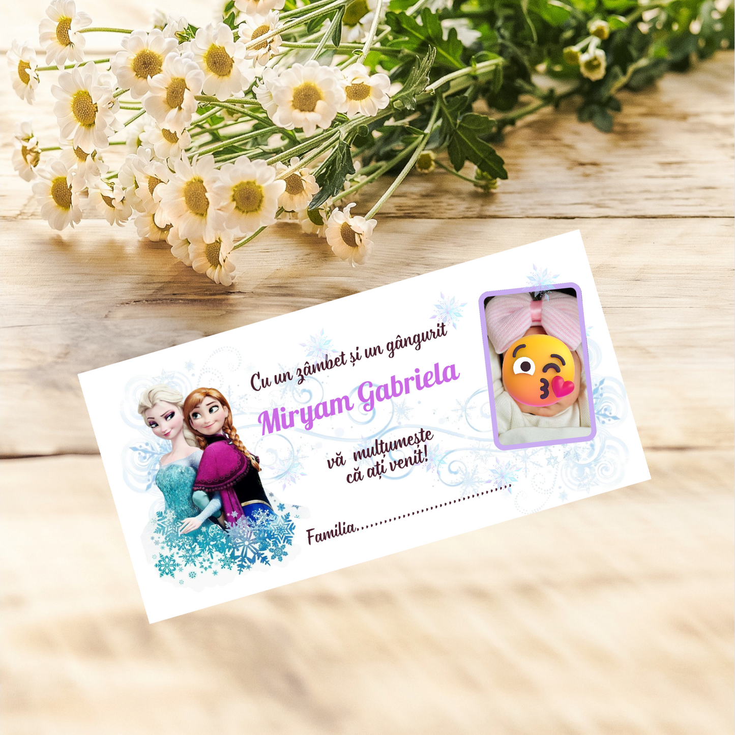 Plic de bani botez Ana si Elsa personalizat cu poza cod 22