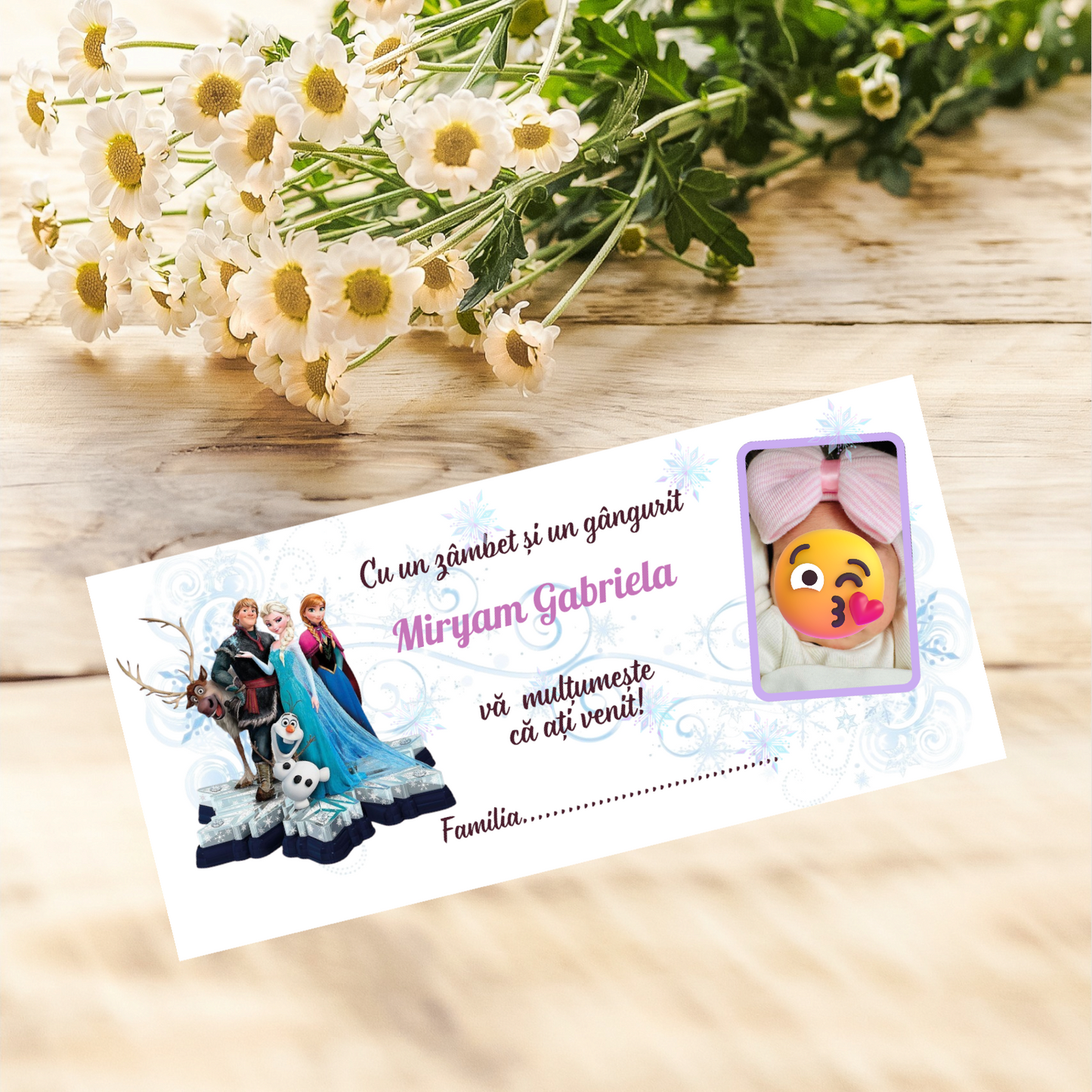 Plic de bani botez Ana si Elsa personalizat cu poza cod 19