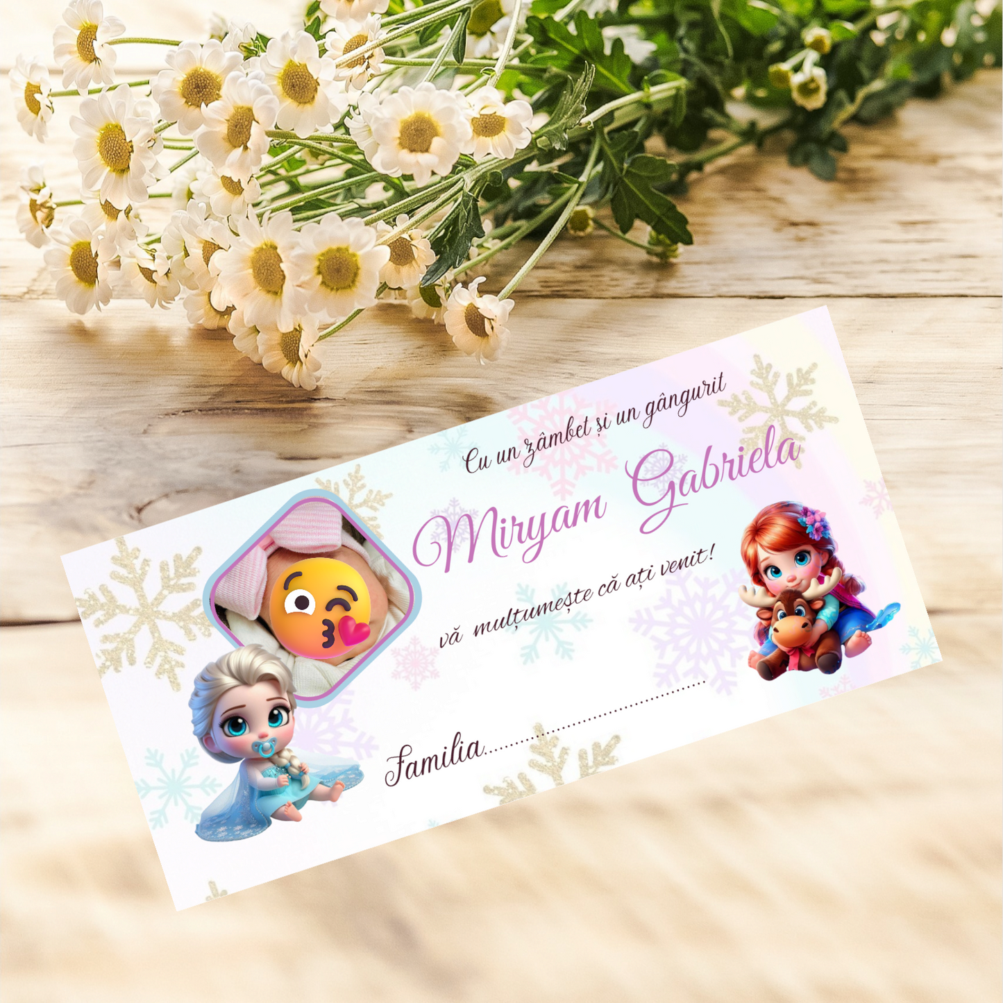 Plic de bani botez Ana si Elsa personalizat cu poza cod 20