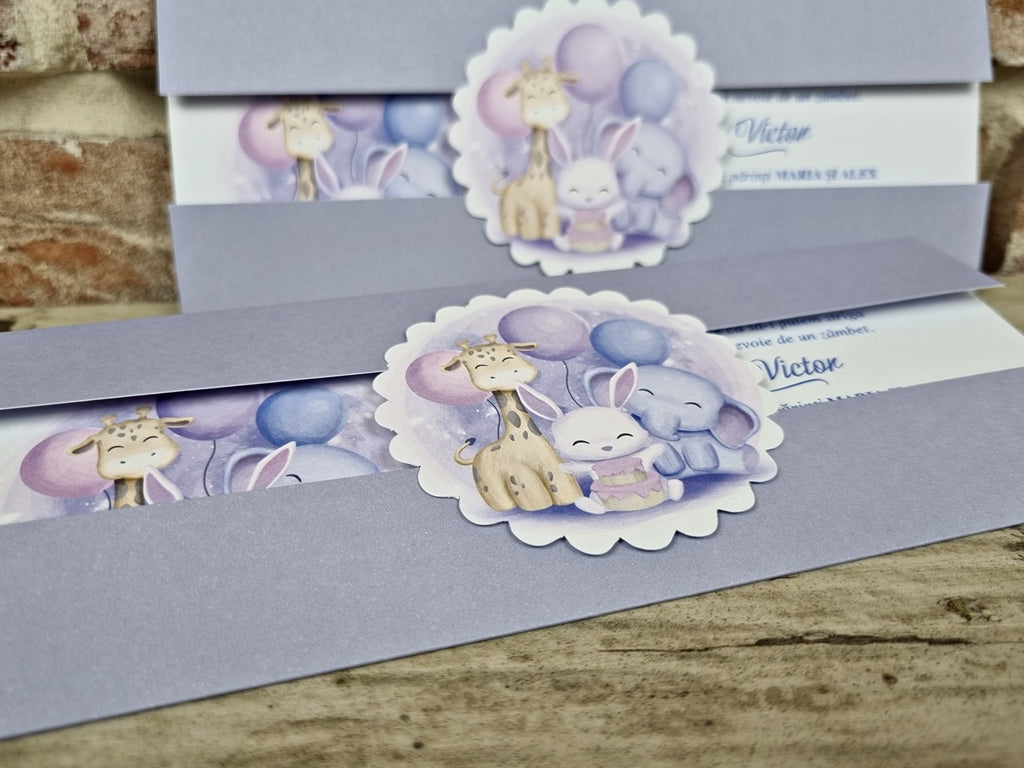 Invitație botez animaluțe safari