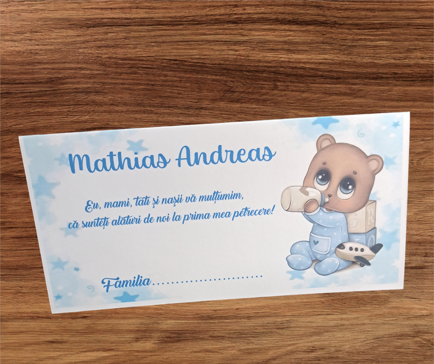 Plic de bani botez ursulet dragalas cod 120