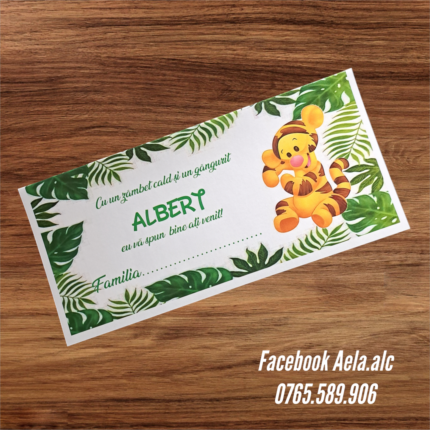 Plic de bani botez bebe tigru verde cod 134