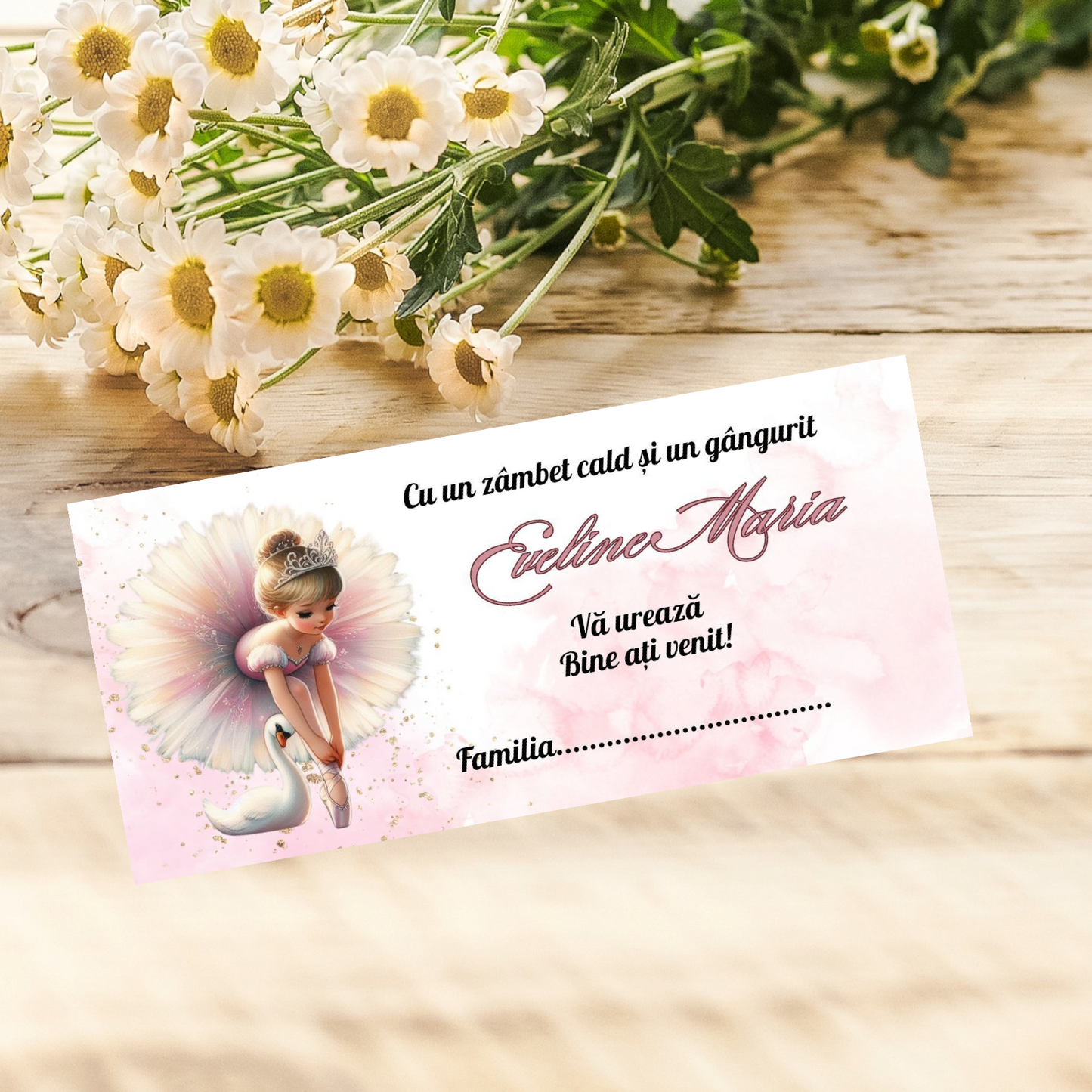 Plic de bani botez balerina cu lebeda cod 10