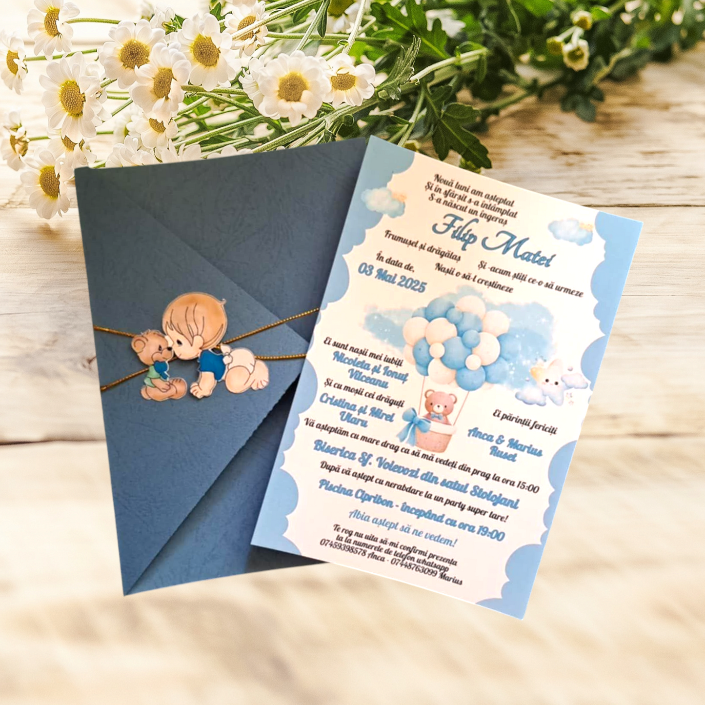 Invitație botez bebe blue ursulet