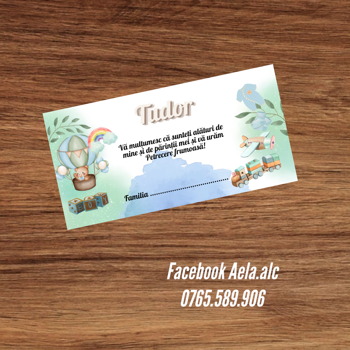 Plic de bani botez ursulet cu jucării cod 36