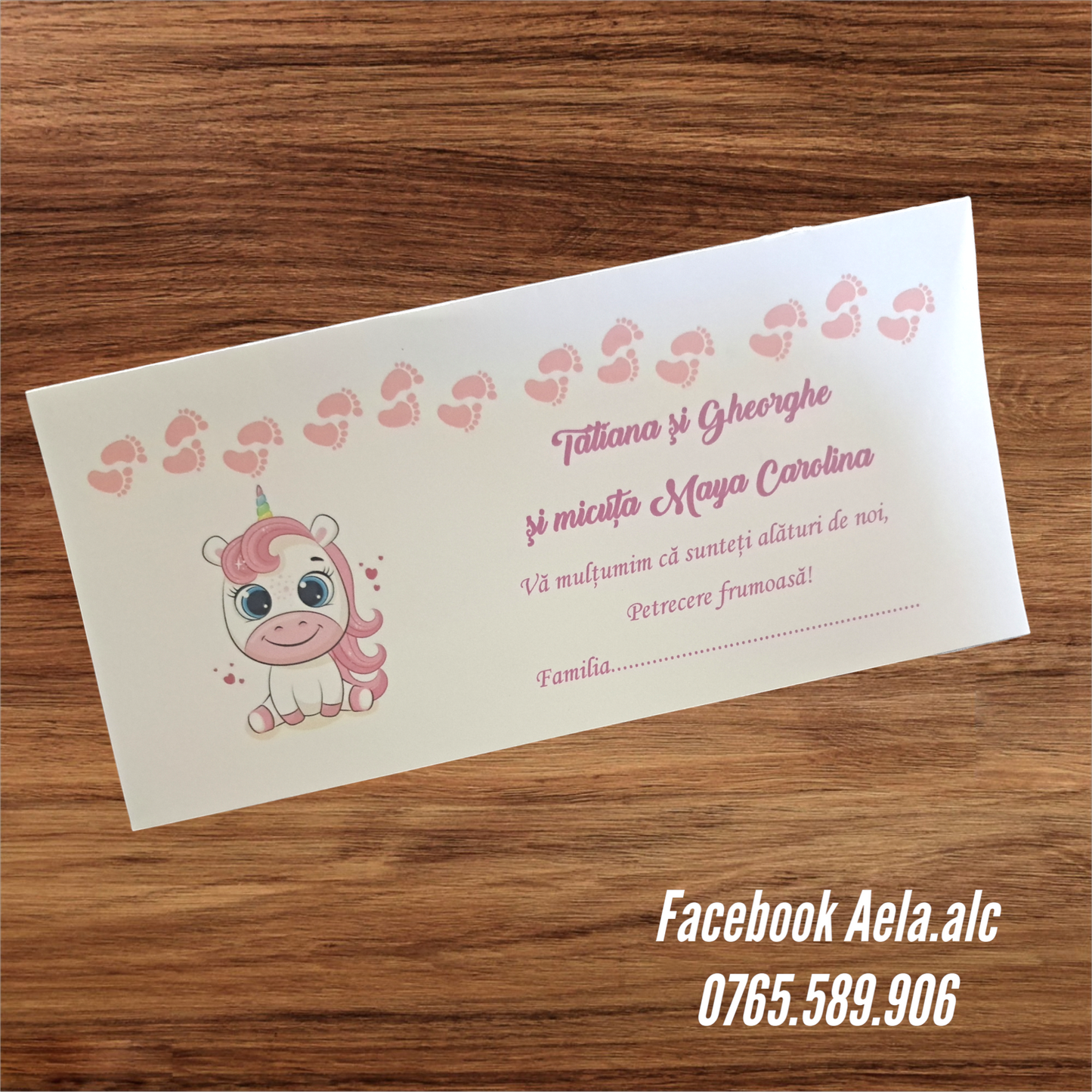 Plic de bani botez unicorn cod 68