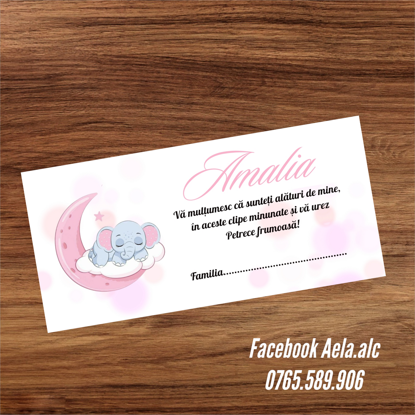 Plic de bani botez bebe elefantel roz cod 54