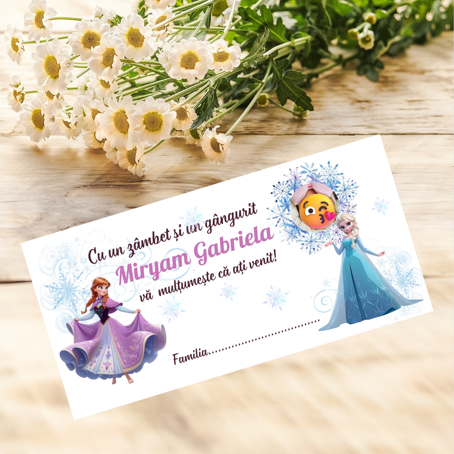 Plic de bani botez Ana si Elsa fulgi de zăpadă cod 18