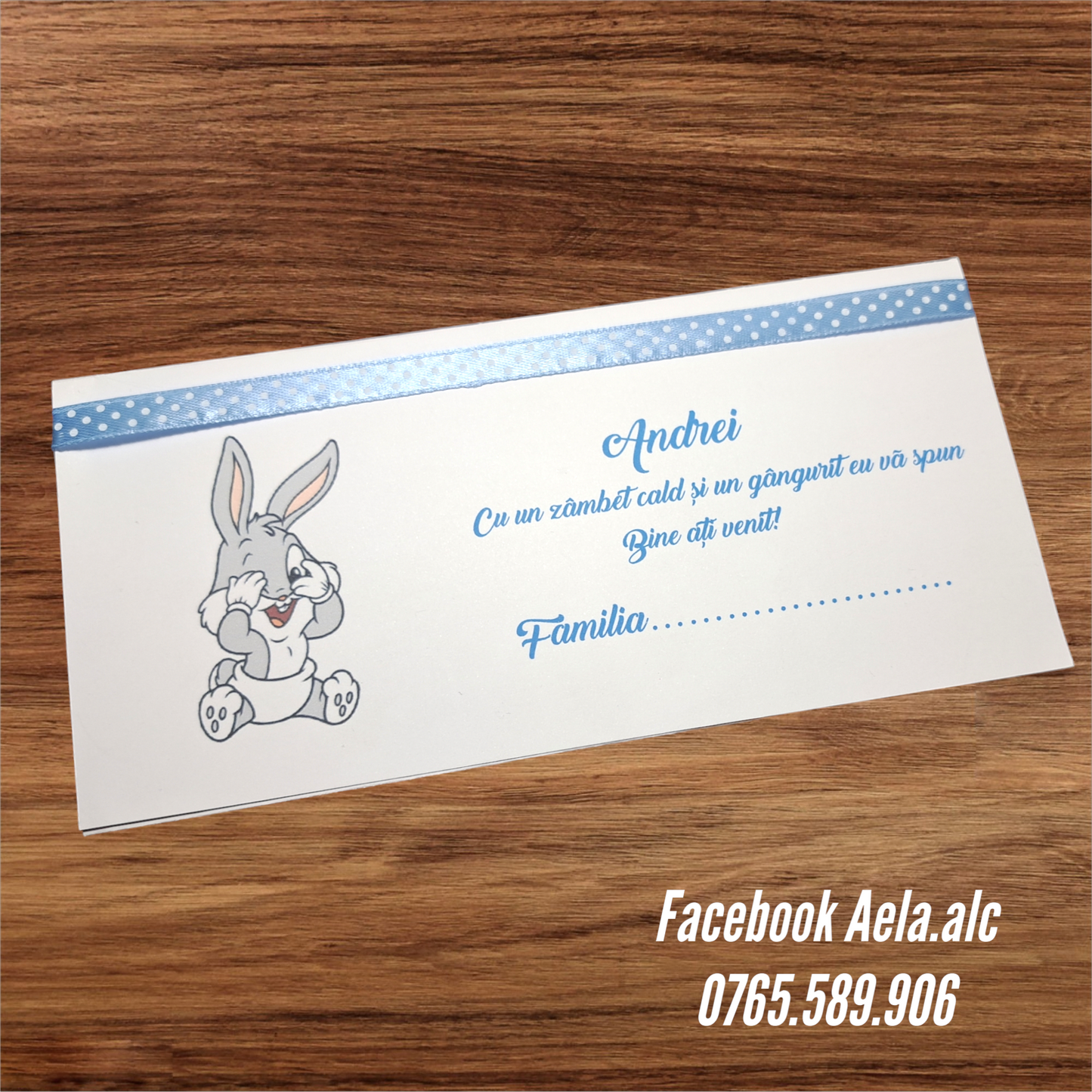 Plic de bani botez bebe iepuras cod 128