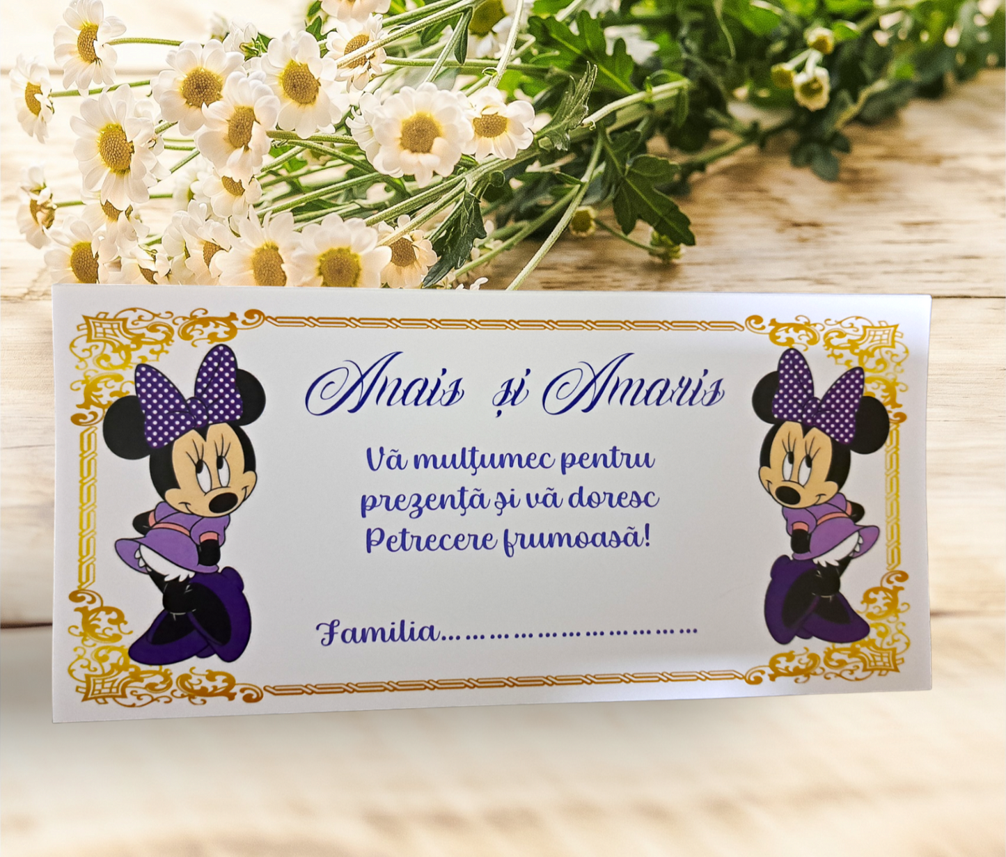 Plic de bani botez Minnie mov gemene cod 146