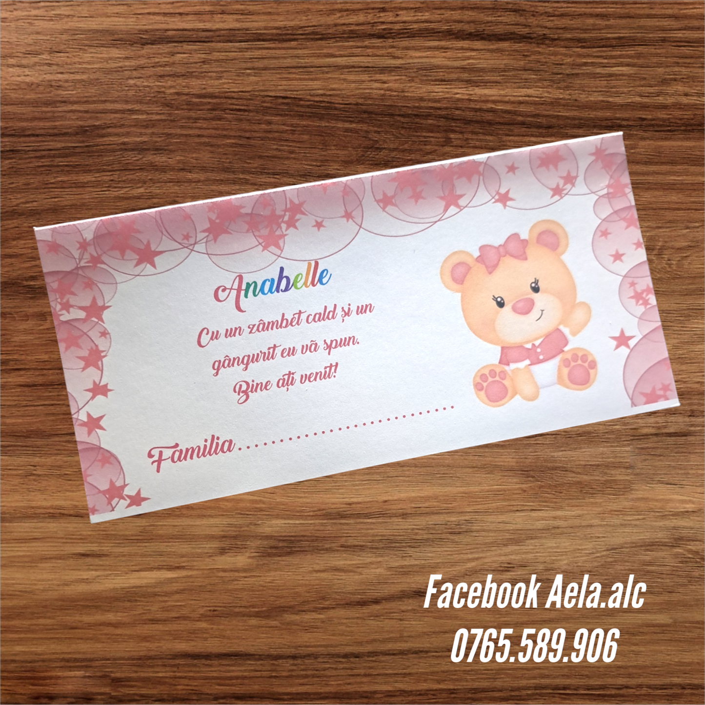 Plic de bani botez ursulet cod 66