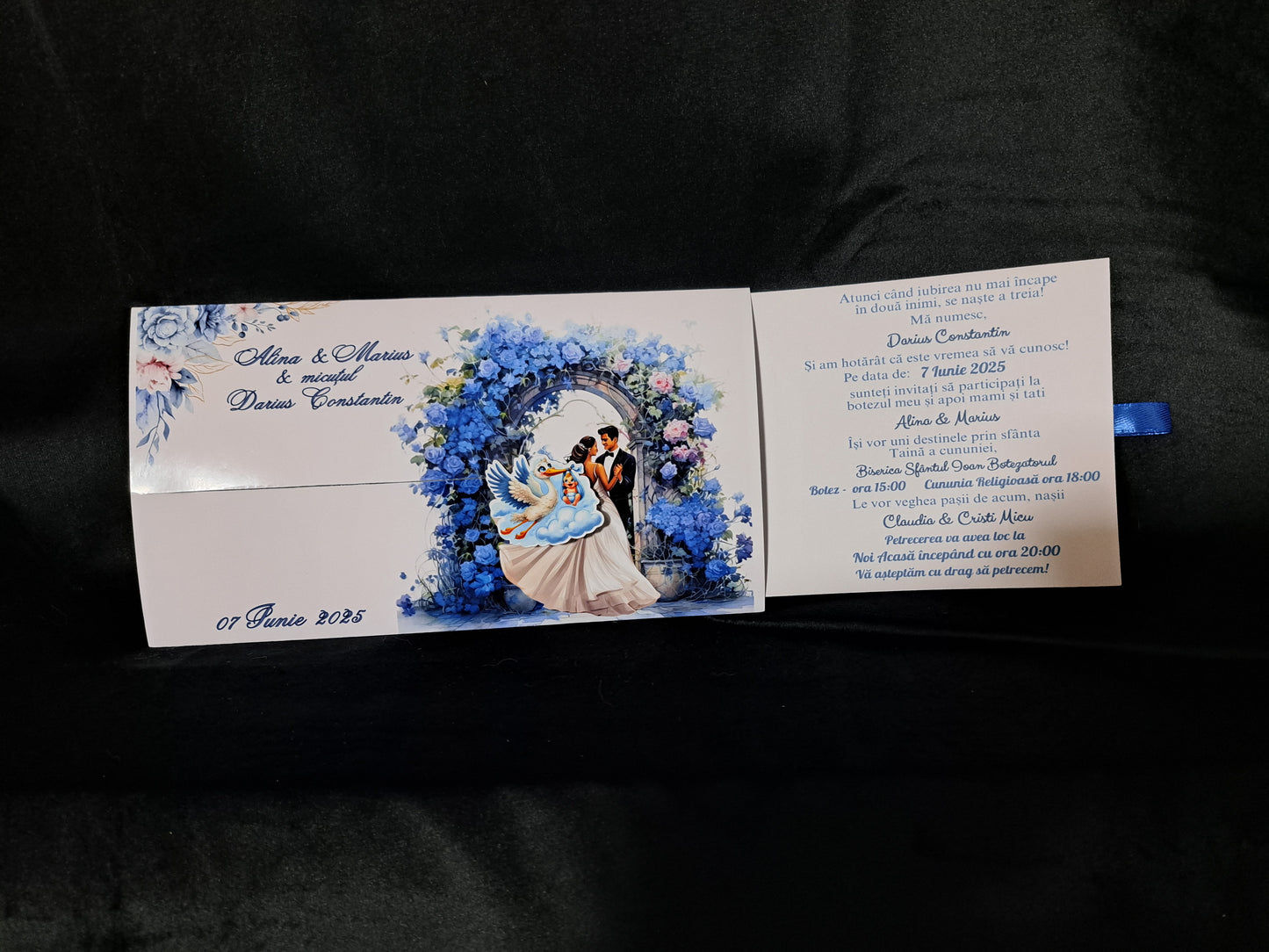 Invitație Blue Nunta și botez