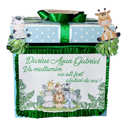 Casuta de dar botez tematica safari cu diverse animale