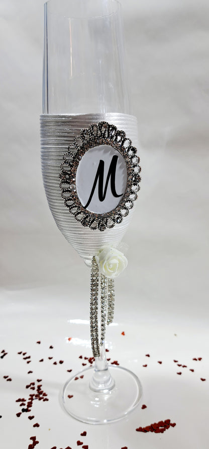 Pahare personalizate Mire și mireasă alb negru