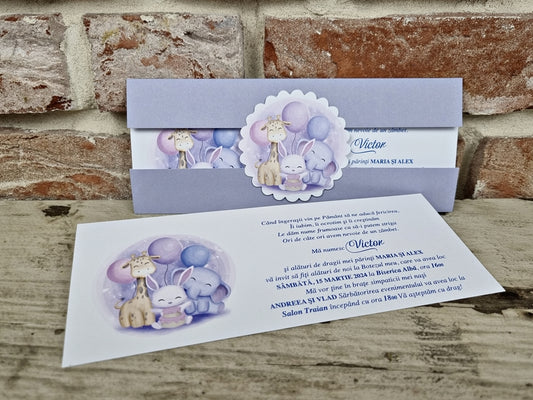 Invitație botez animaluțe safari