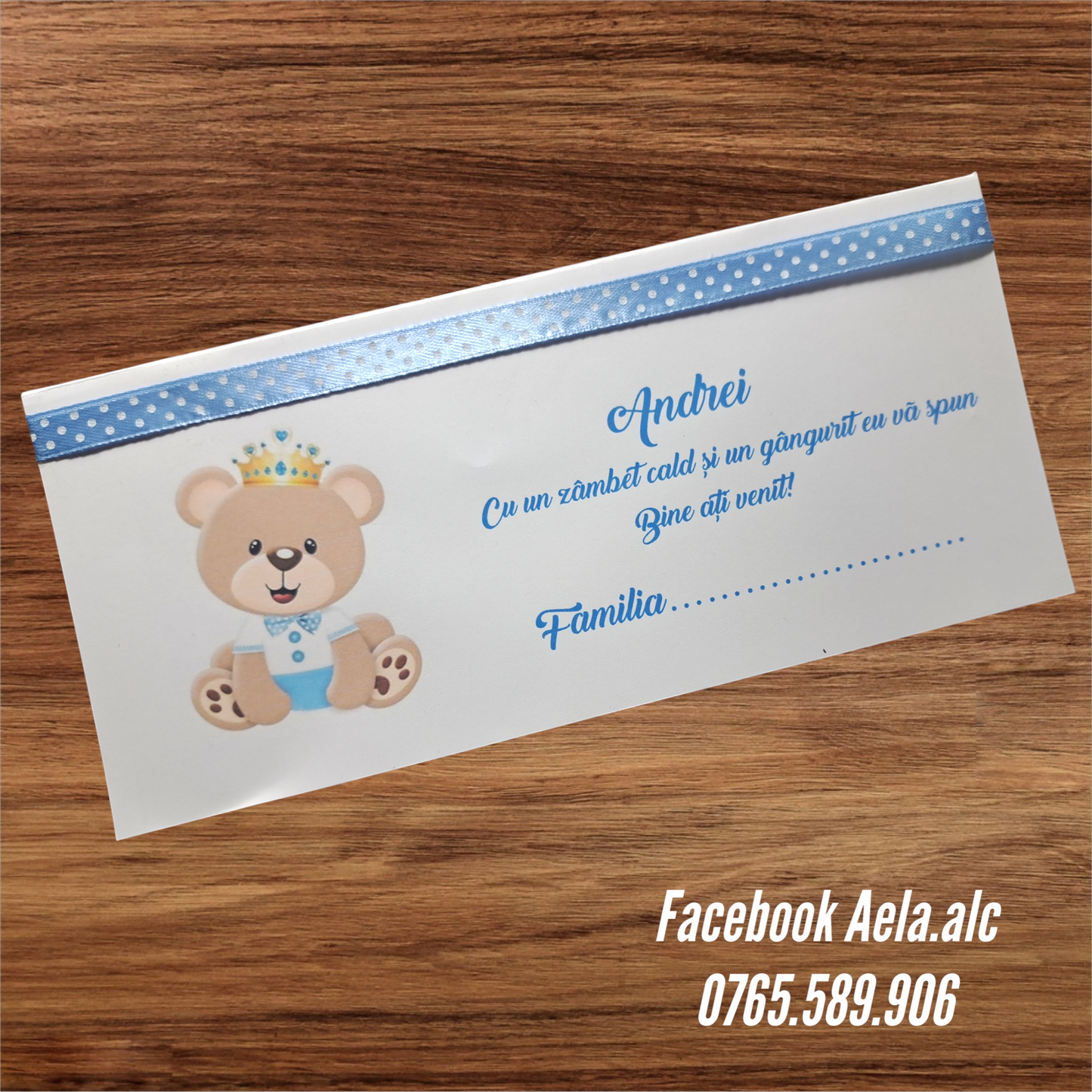 Plic de bani botez Ursuleț regal cod 110