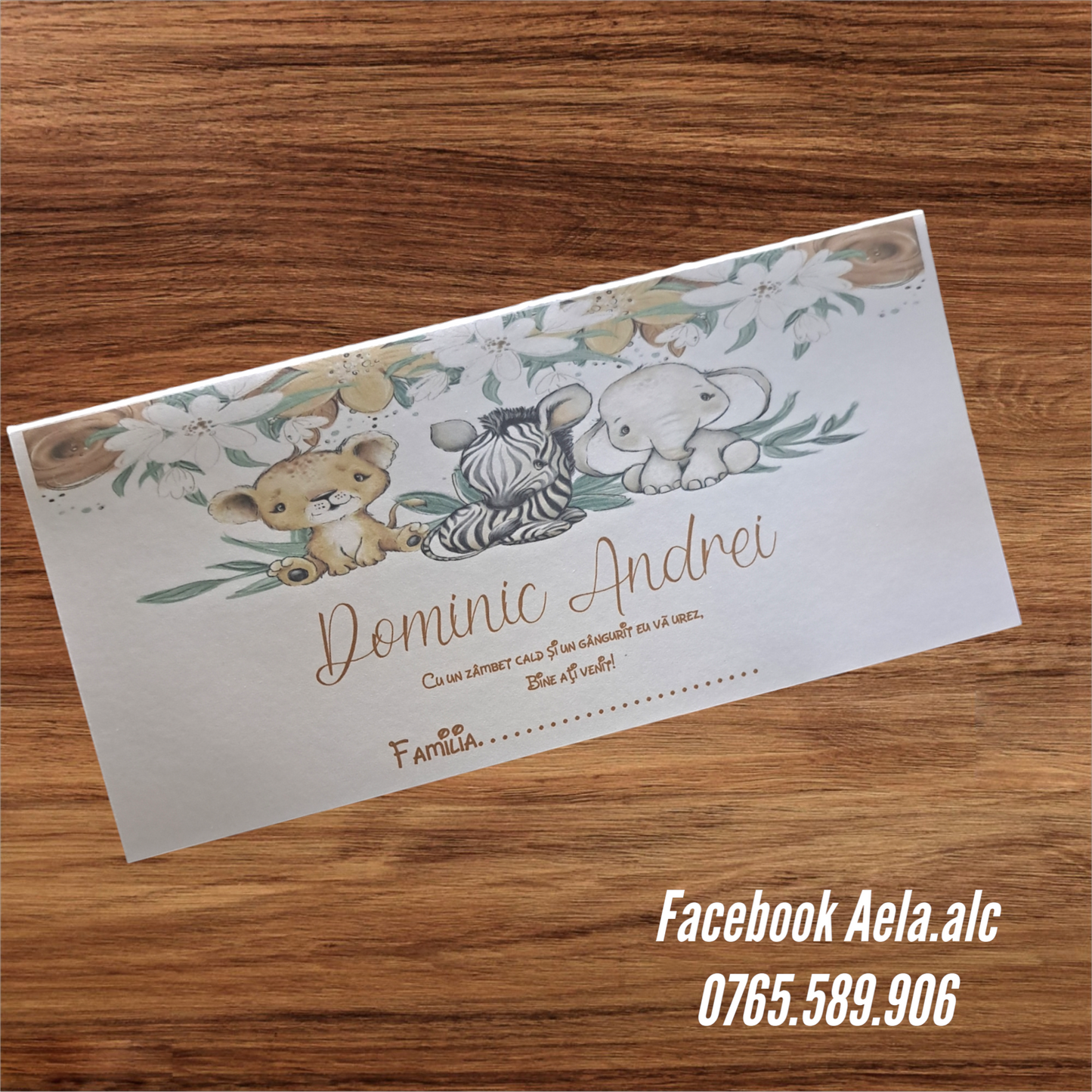 Plic de bani botez Safari Elegant cod 78