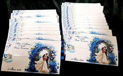 Invitație Blue Nunta și botez