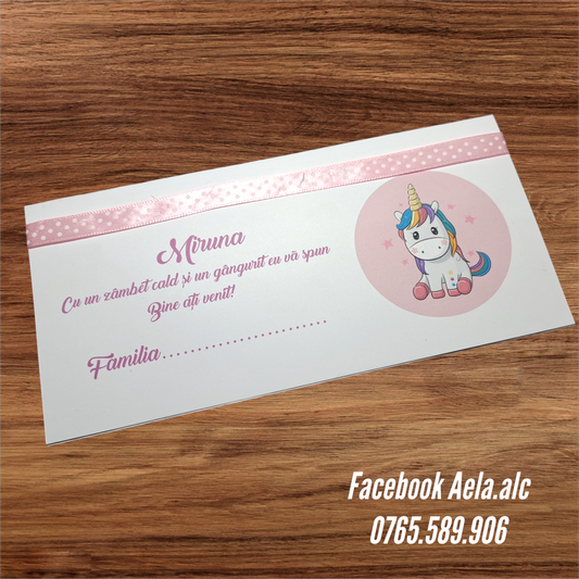 Plic de bani botez Unicorn cod 112