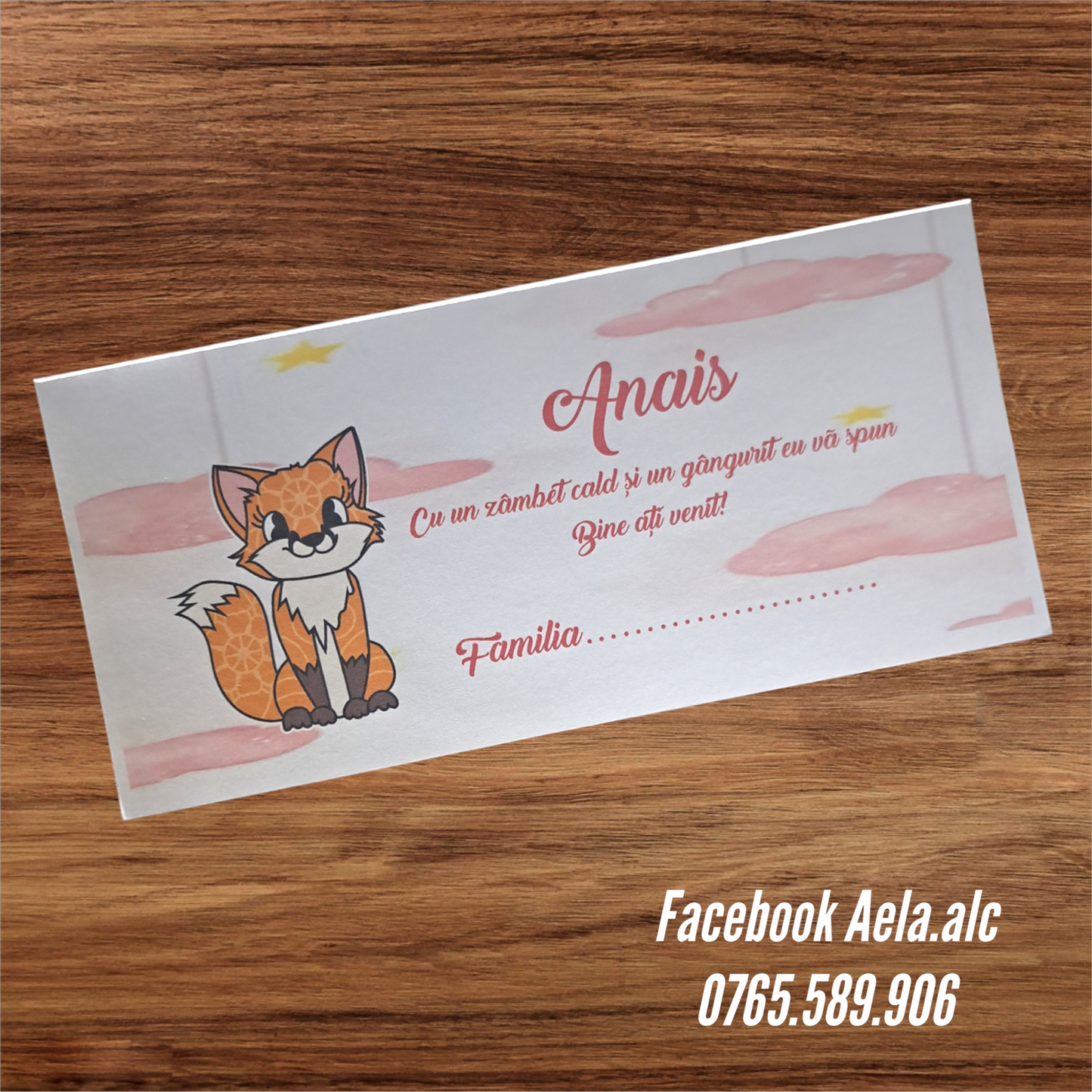 Plic de bani botez Vulpita roșie cod 76