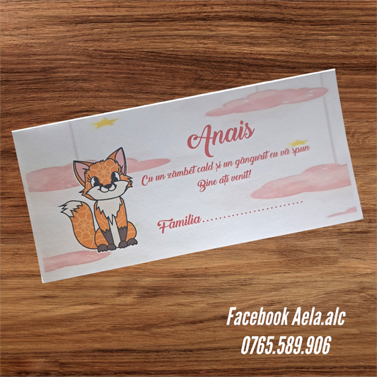 Plic de bani botez Vulpita roșie cod 76