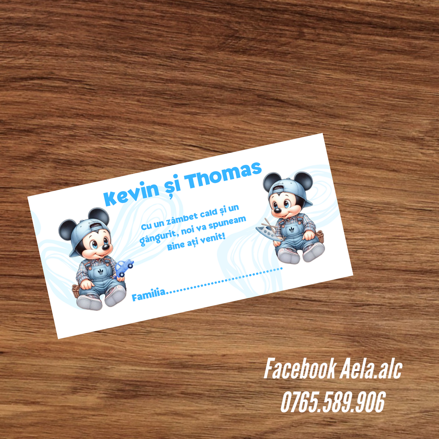 Plic de bani botez bebe mickey gemeni cod 27