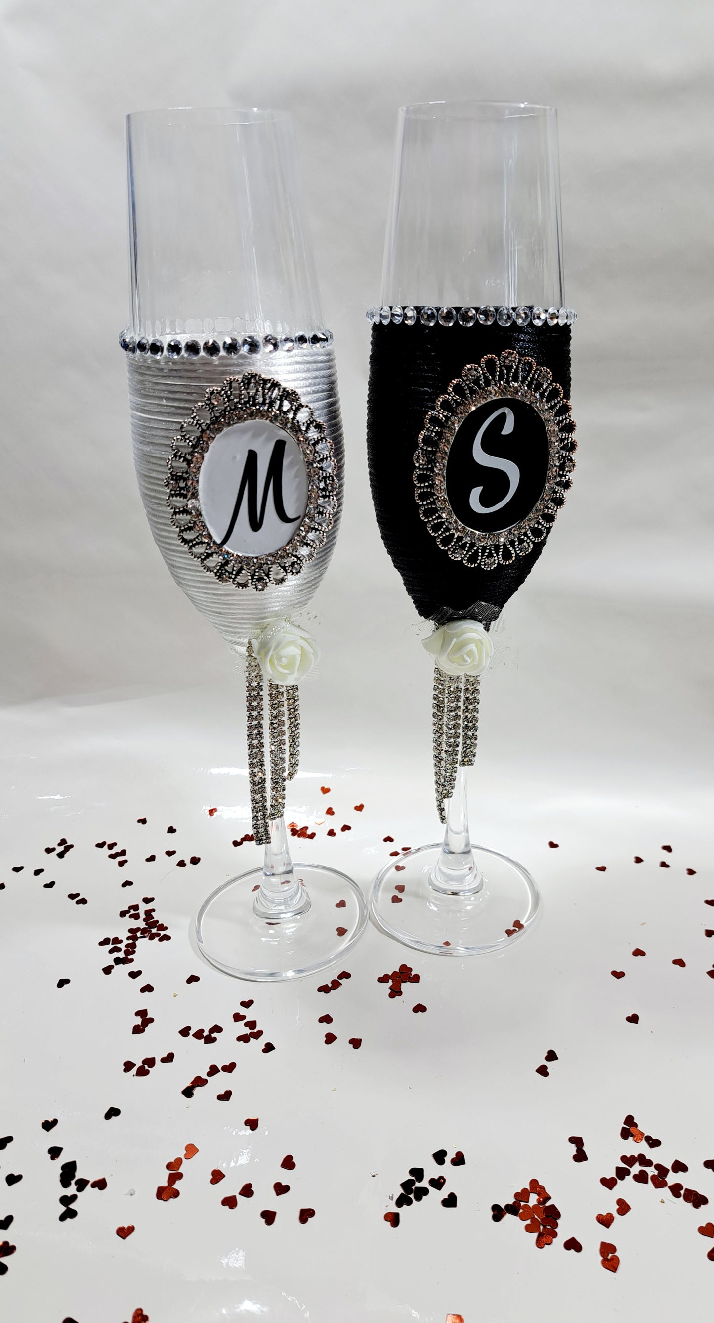 Pahare personalizate Mire și mireasă alb negru