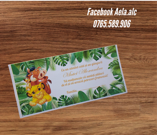 Plic de bani botez regele leu si prieteni cod 114