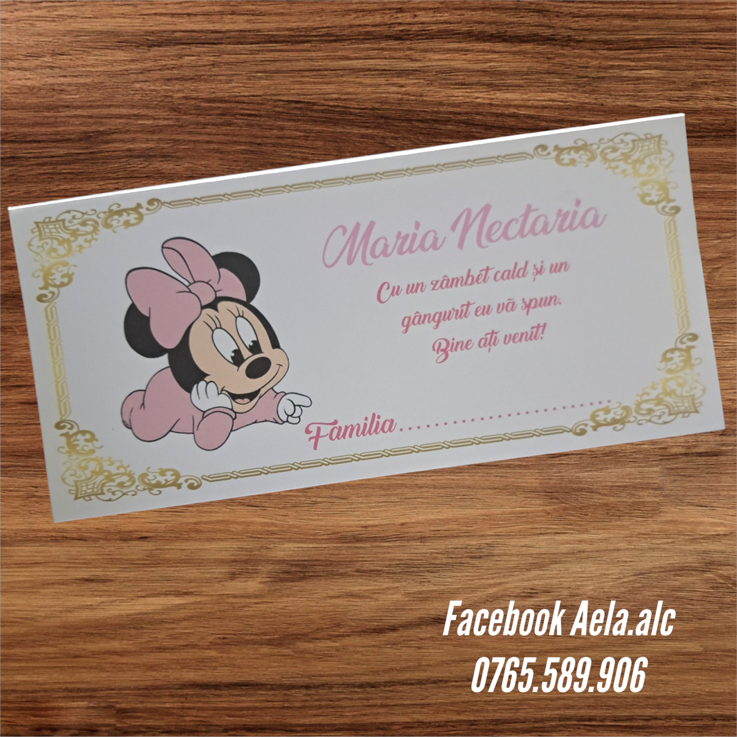 Plic de bani botez Minnie bebe roz cod 61