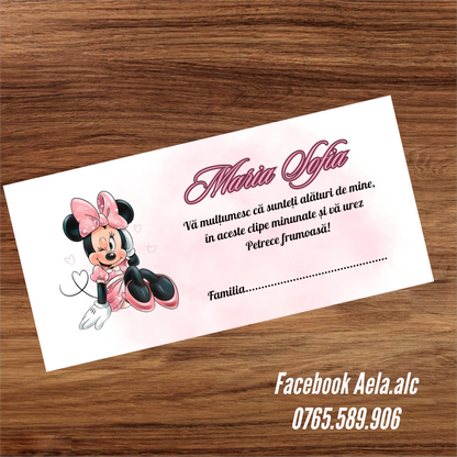 Plic de bani botez Minnie fundita roz cod 39