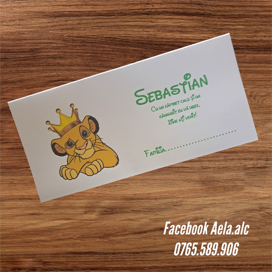 Plic de bani botez Simba cod 75