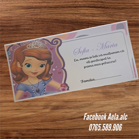 Plic de bani botez Prințesa Sofia cod 89