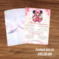 Invitație botez minnie bebe cu fundita