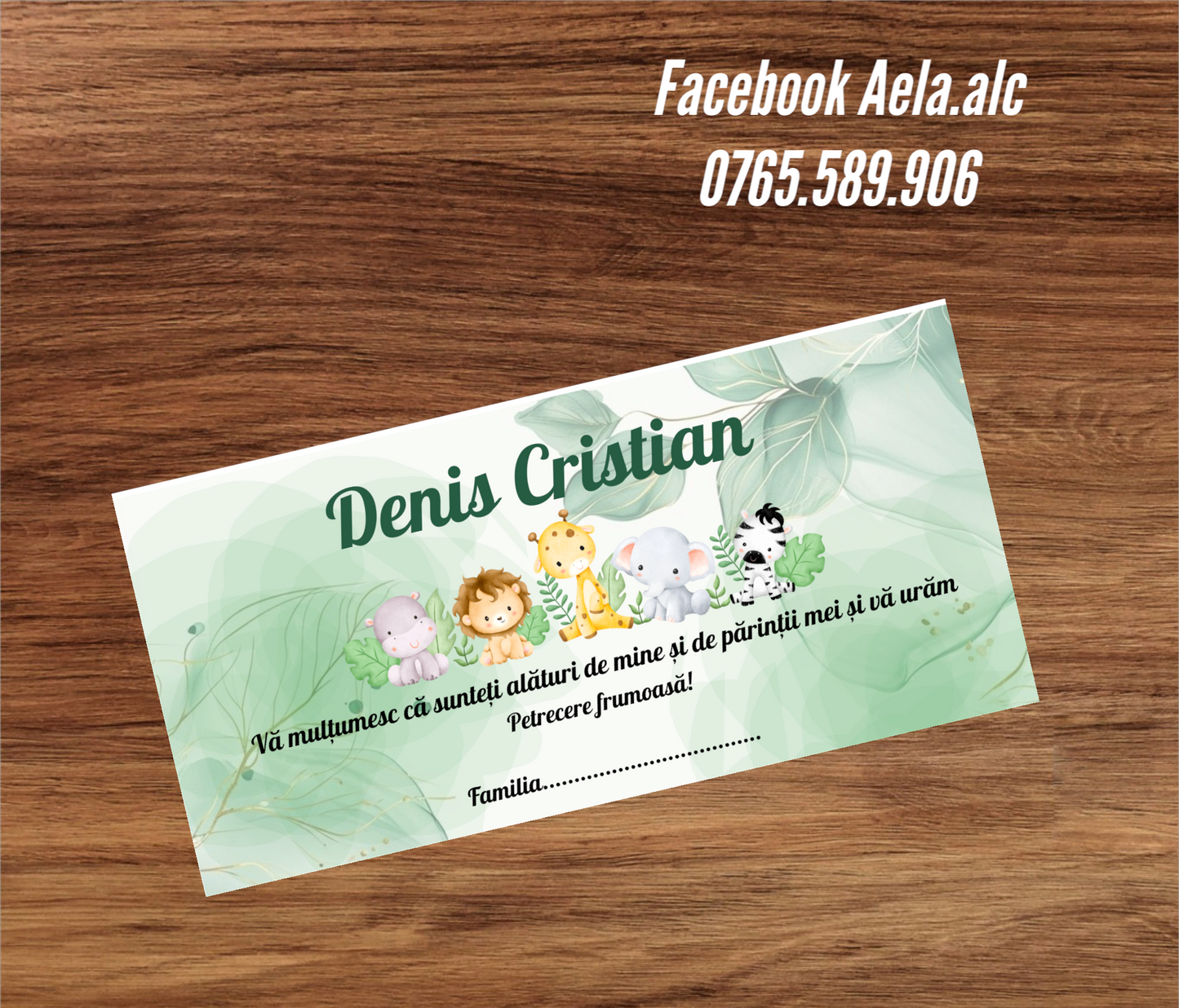 Plic de bani botez Animale safari cod 116