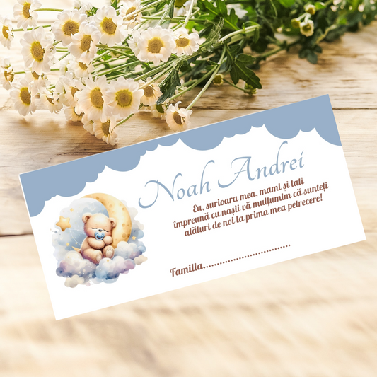 Plic de bani botez ursulet pe nor cod 11