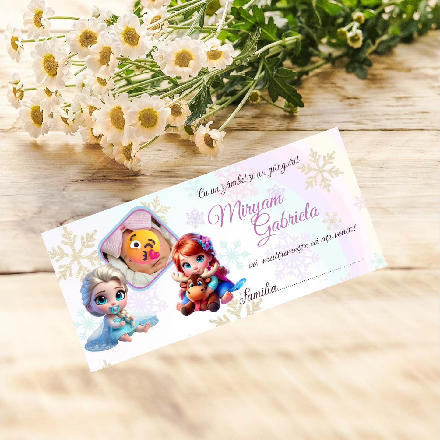 Plic de bani botez Ana si Elsa personalizat cu poza  cod 21