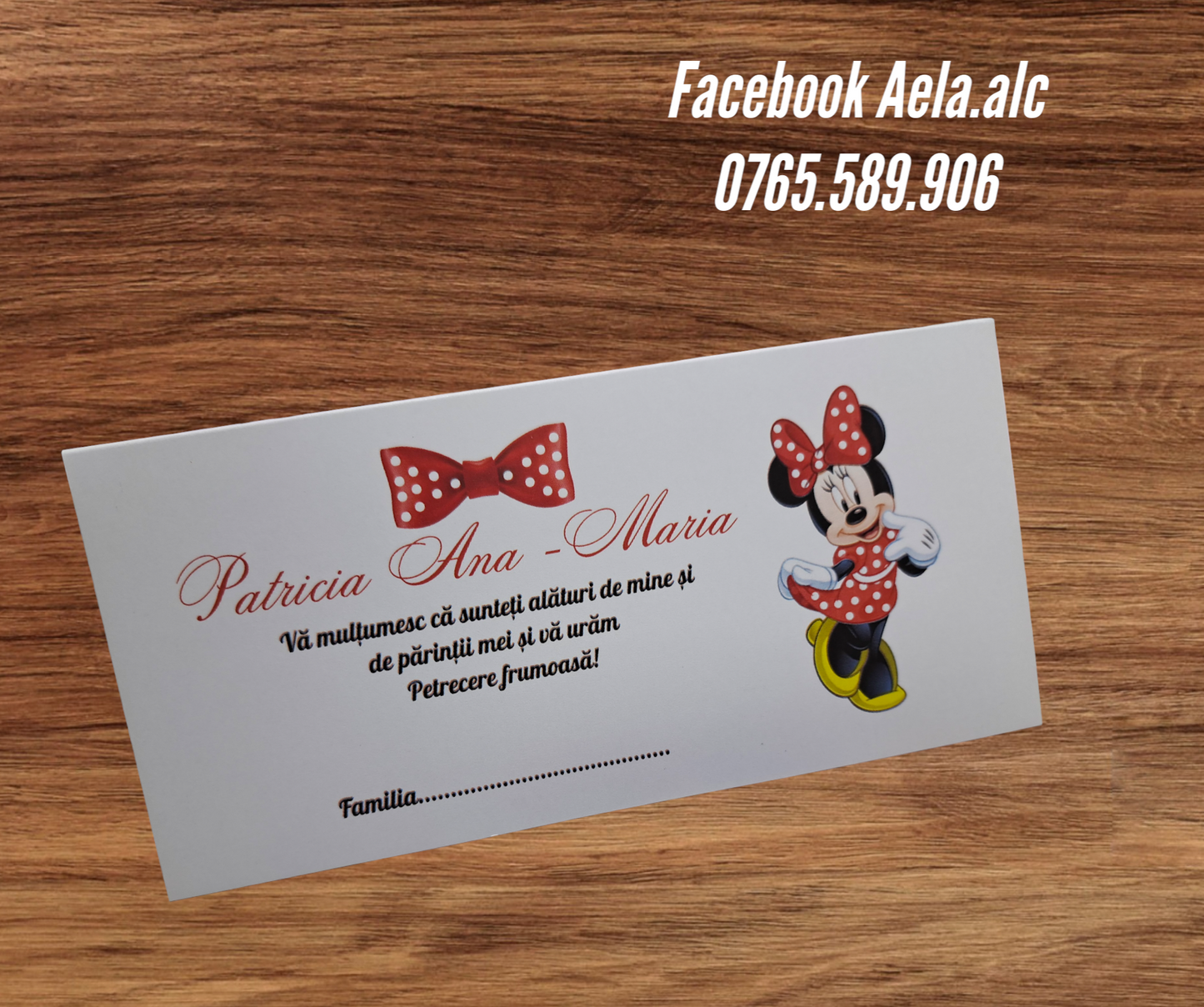 Plic de bani botez Minnie fundita rosie cod 38