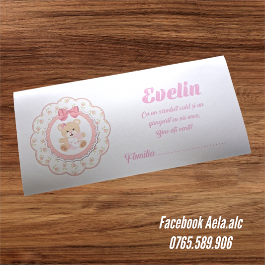 Plic de bani botez Ursulica cod 102