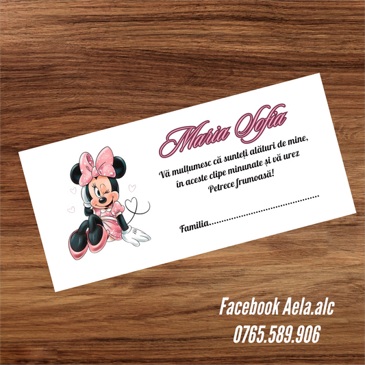 Plic de bani botez Minnie fundita roz cod 39