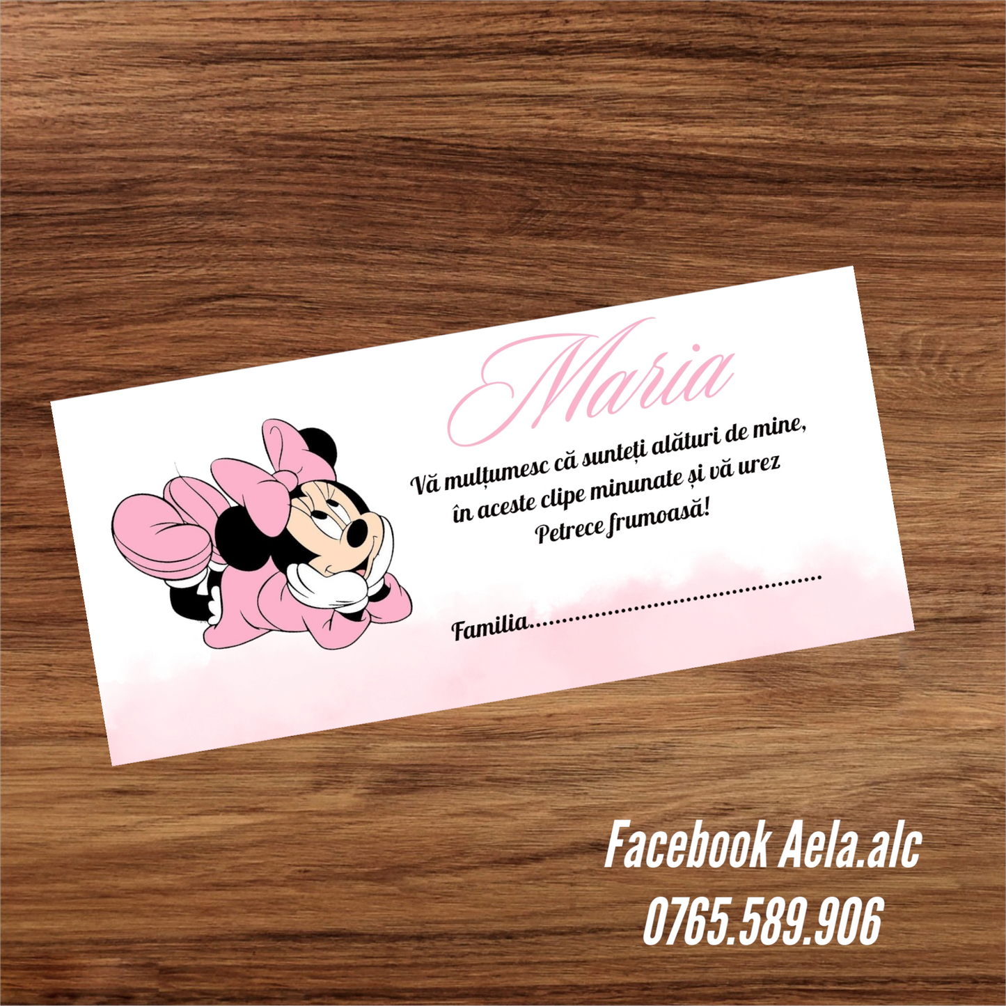 Plic de bani botez Minnie gânditoare cod 56