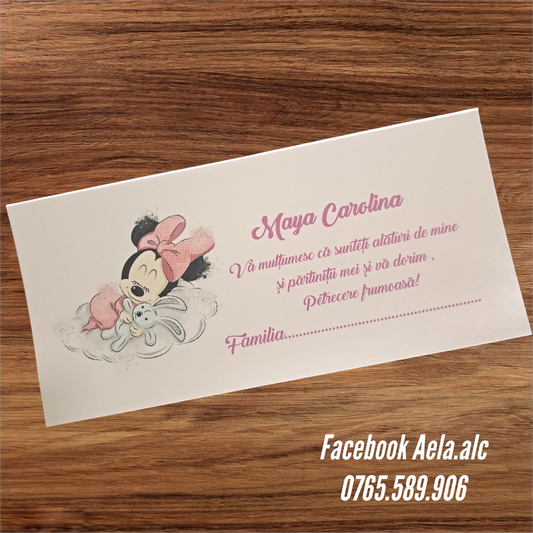 Plic de bani botez Minnie norișor cod 95