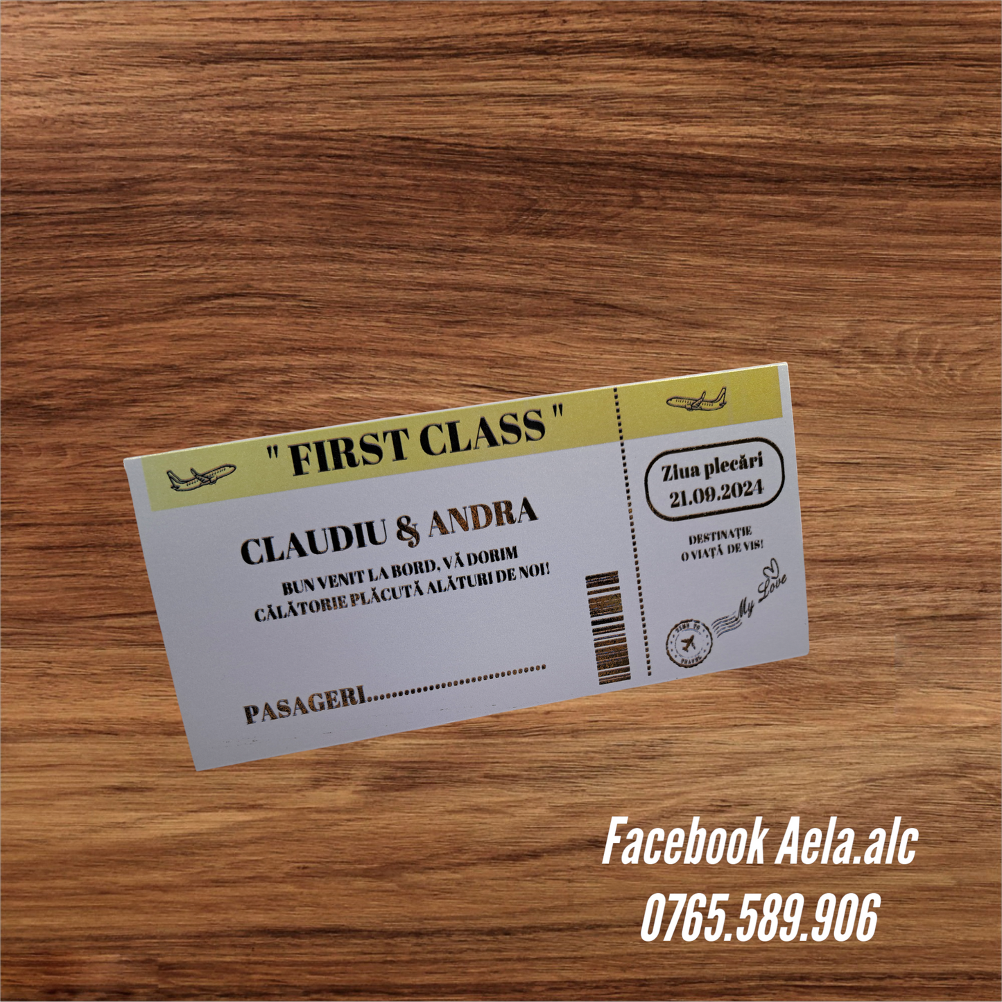 Plic de bani nunta tematica calatorie scris auriu cromat