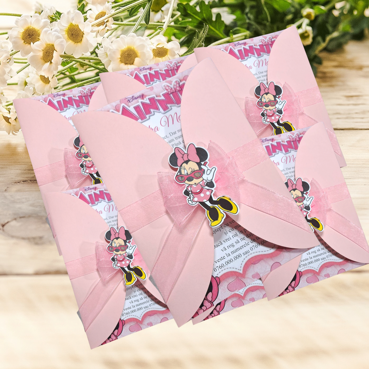 Invitație botez minnie roz