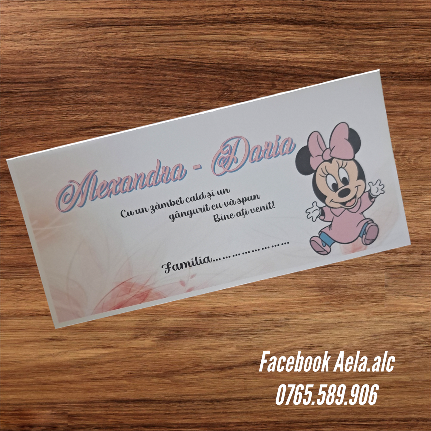 Plic de bani botez Minnie veselă cod 82