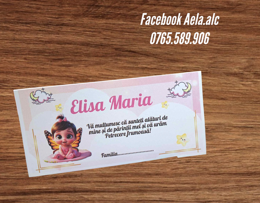 Plic de bani botez zâna cu fundita cod 115