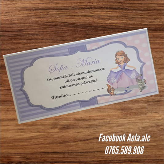 Plic de bani botez Prințesa Sofia cod 88